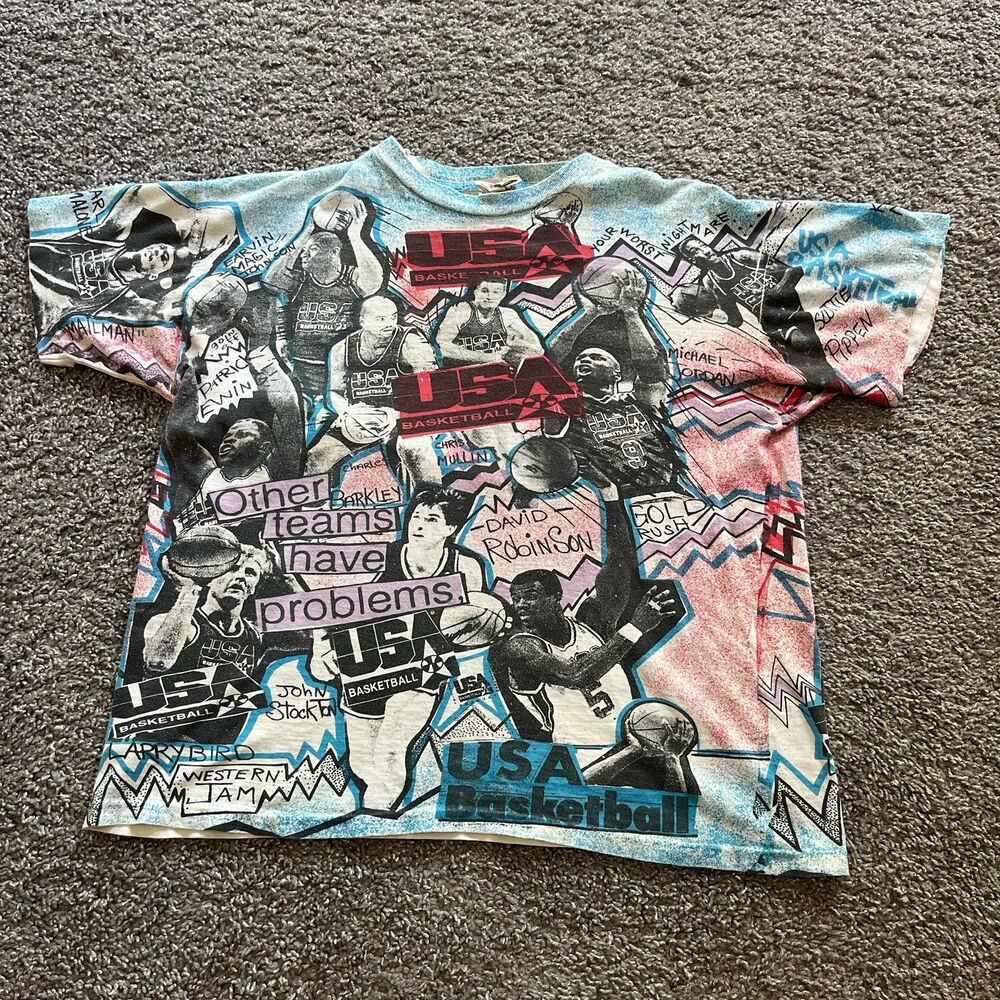 Vintage 1992 Dream Team USA NBA Basketball Olympics AOP All Over Print Shirt M